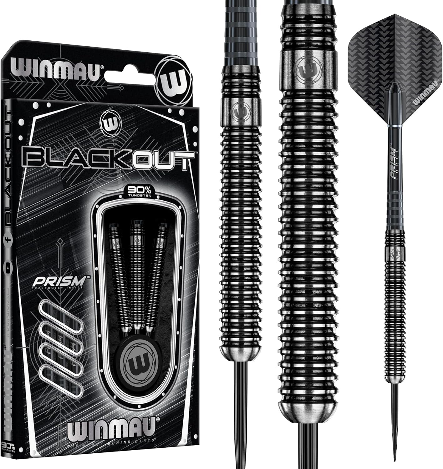 Winmau Blackout Tungsten Black Professional steel-tip darts set