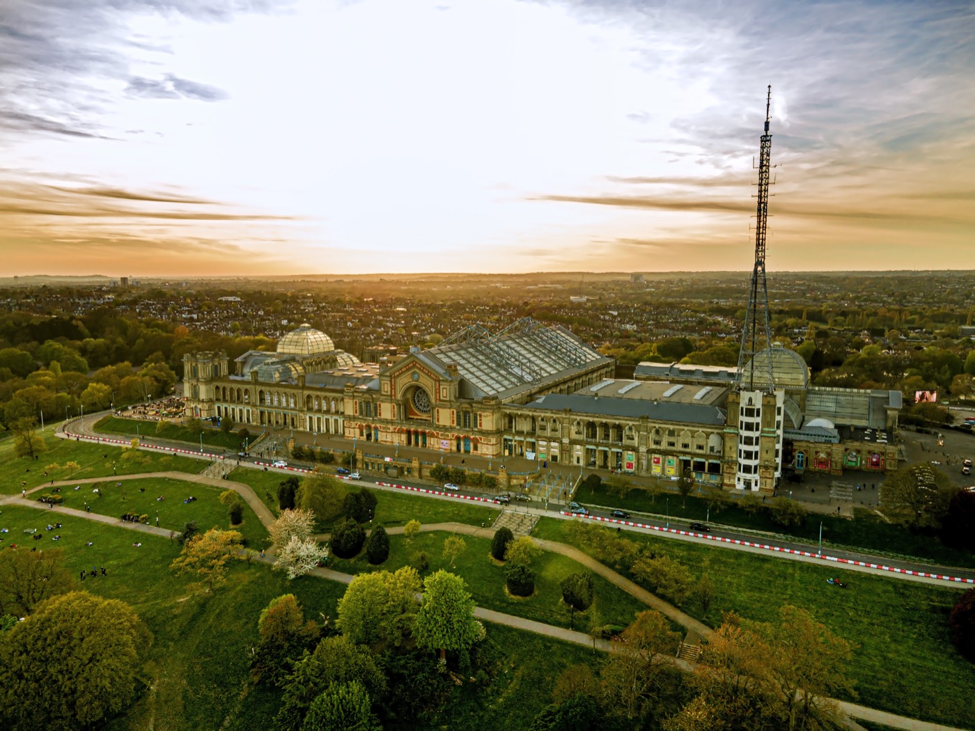 Exterior view of Alexandra Palace in London